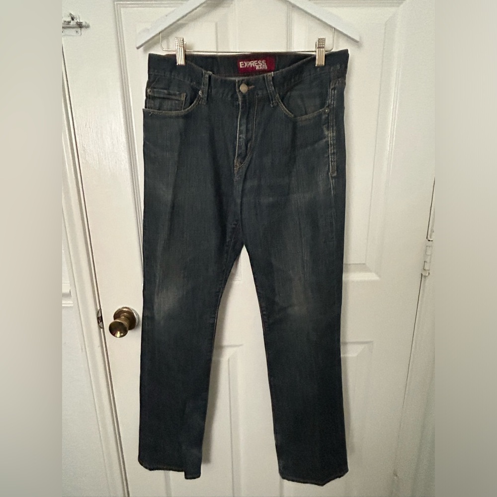 Express Men’s Black Slim Straight Jeans - Classic Five-Pocket Denim